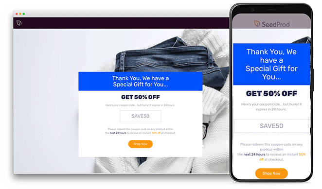 电子商务响应式着陆页模板 - SeedProd eCommerce responsive landing page template