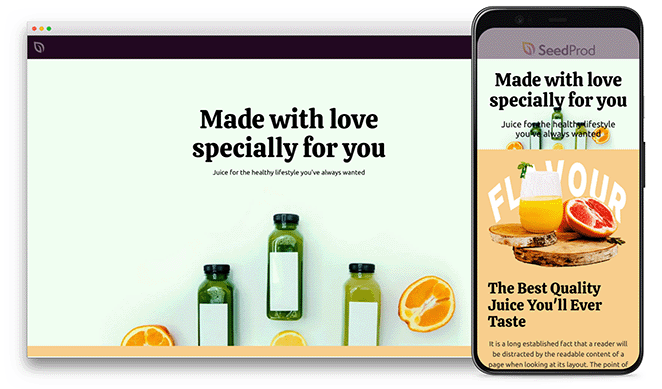 多汁响应式着陆页模板 - SeedProd Juicy responsive landing page template