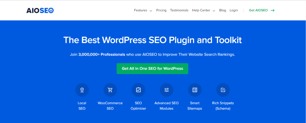 Complemento SEO para WordPress de AIOSEO