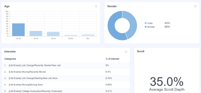 Età e sesso Demographics and interest reports