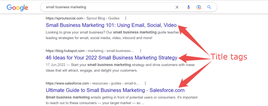 عناوين المواقع في serps