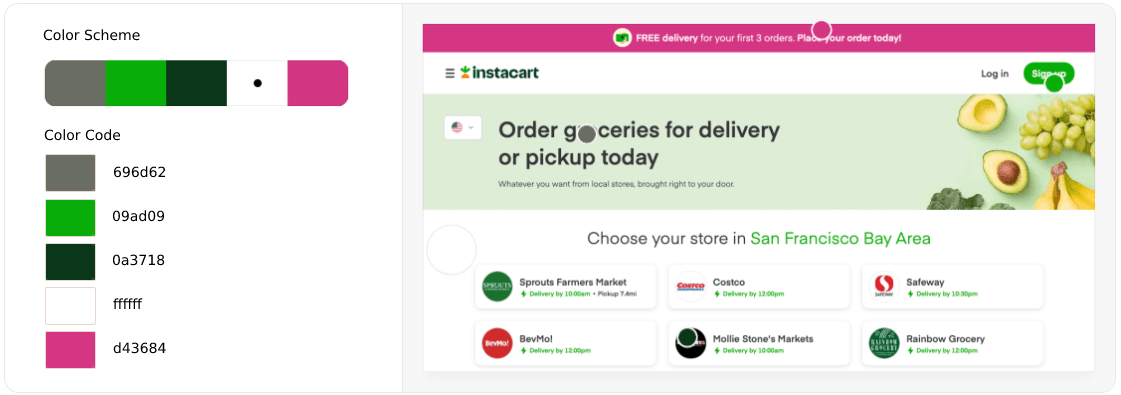 Beste Website-Farbschemata für modernes Webdesign 5 Best Color Scheme for Grocery Website