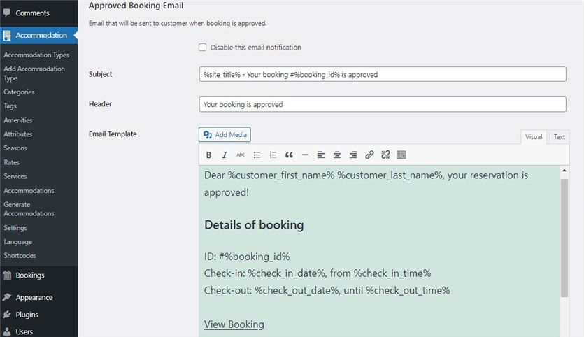 Bestätigungs-E-Mail für die vom Kunden genehmigte Hotelbuchung