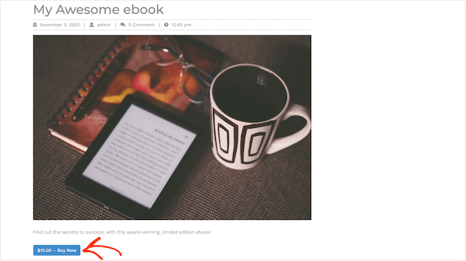 Un botón comprar ahora, creado con Easy Digital Downloads