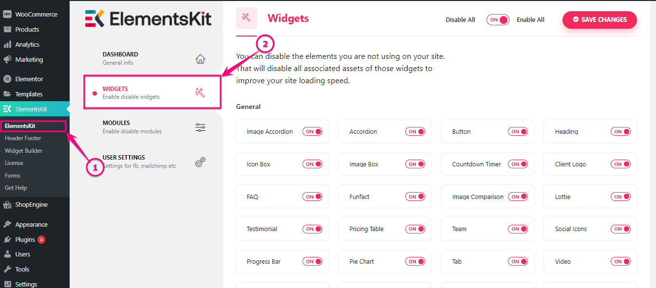 Habilite el widget de comparación de imágenes de ElementsKit