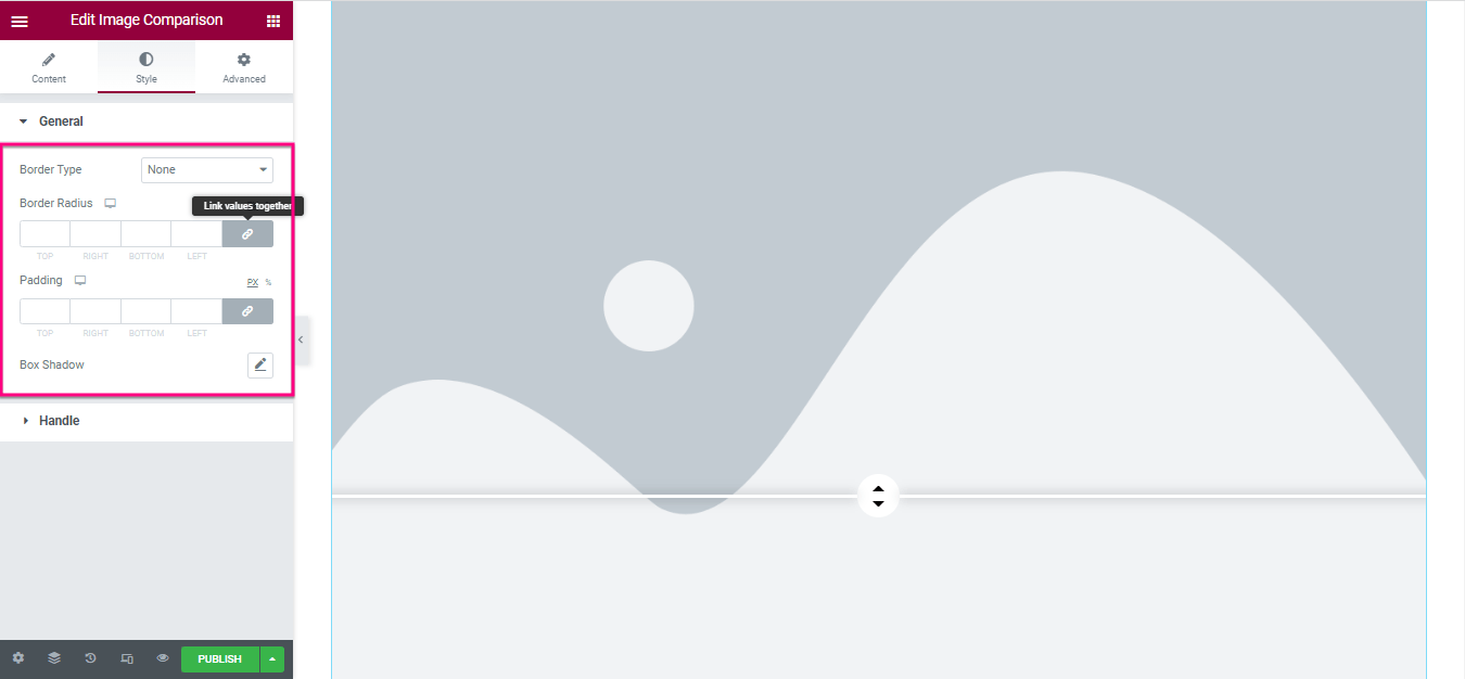 Comparación de imágenes de edición de estilo WOrdPress