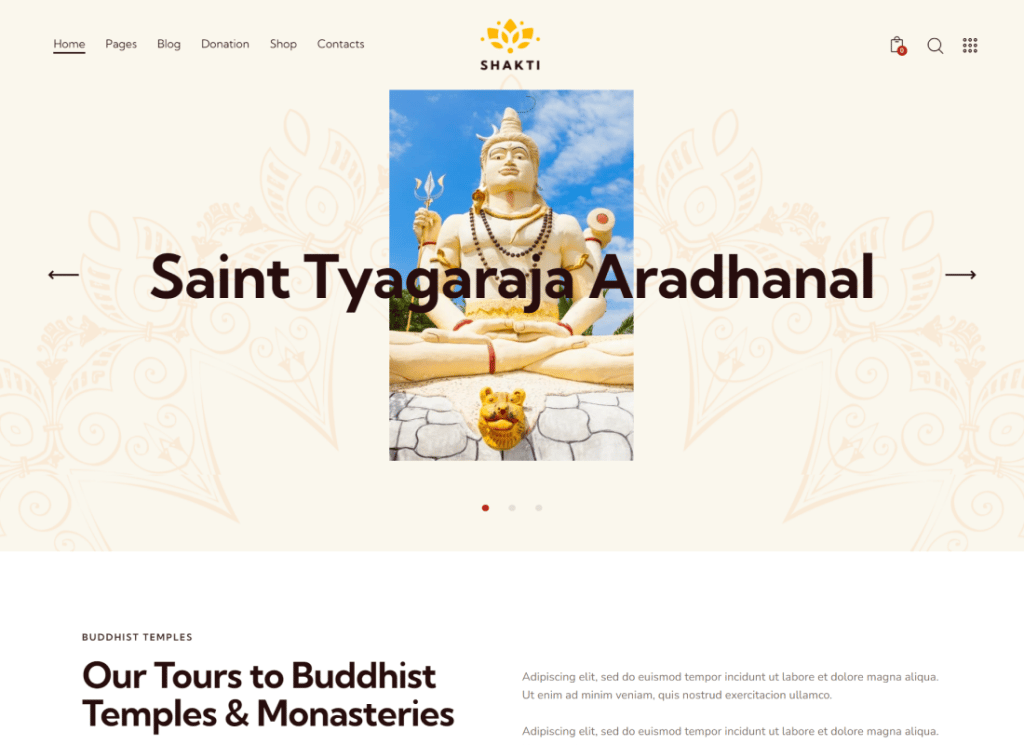 Shakti | Tema WordPress per tempio e chiesa di Krishna
