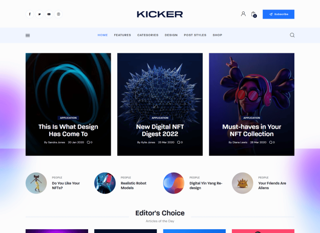 키커 | 다목적 블로그 매거진 WordPress Theme + Gutenberg