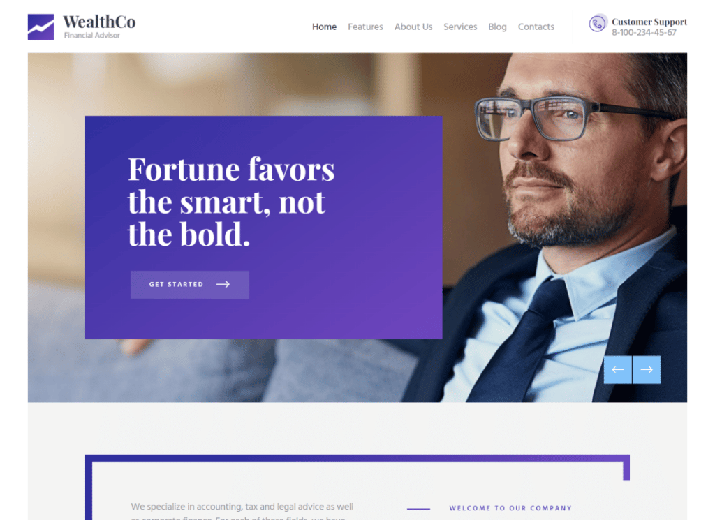 WealthCo - Novo tema WordPress de consultoria financeira e de negócios