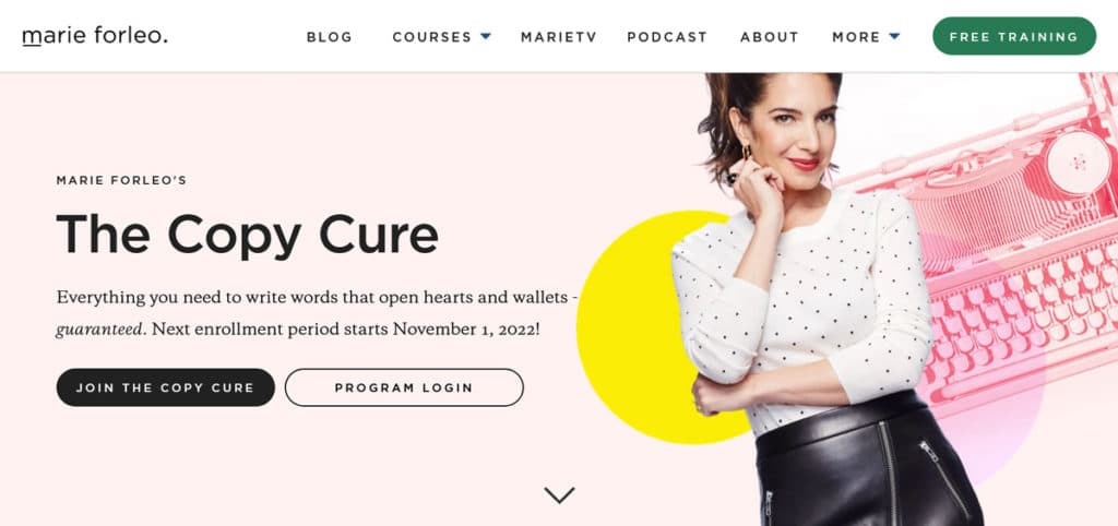 marie forleo exemplo de curso online para diversificar os fluxos de renda
