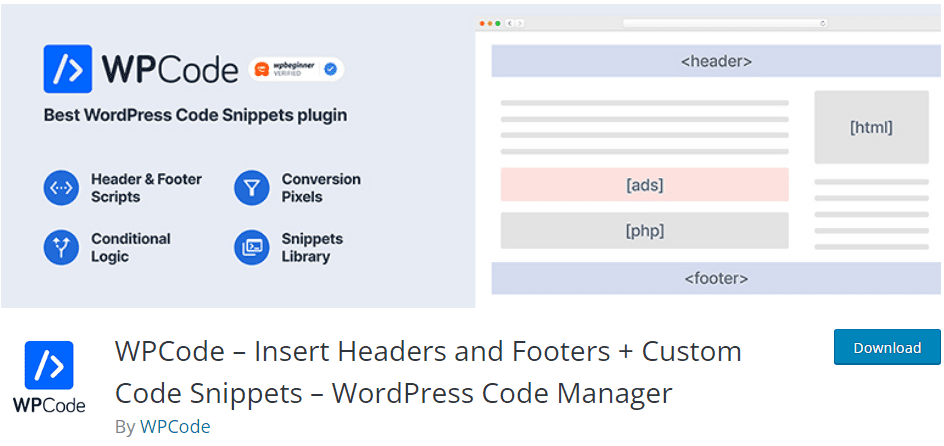 Plugin WPCode (Inserir cabeçalhos e rodapés)