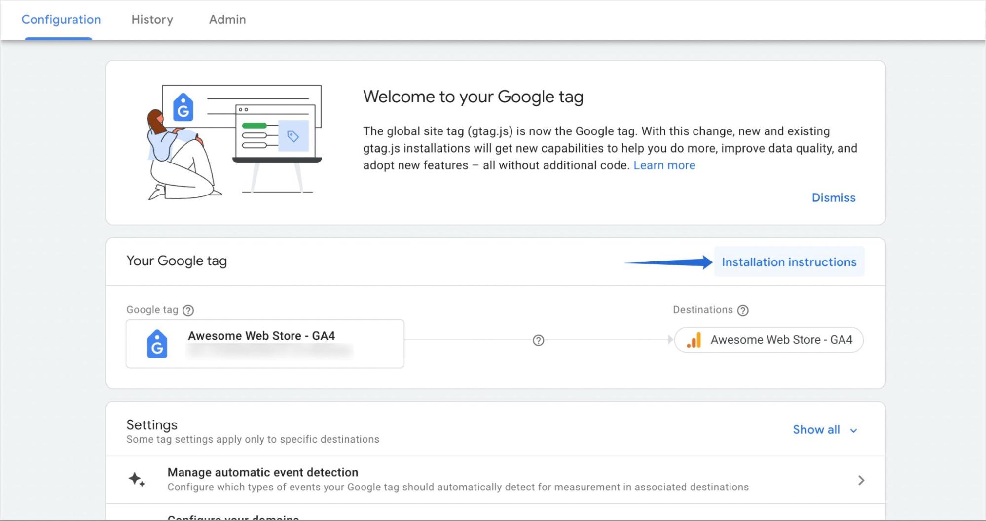 Instruções de instalação do Google Analytics 4