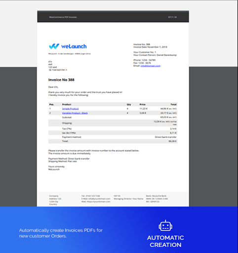 WooCommerce 請求書プラグイン
