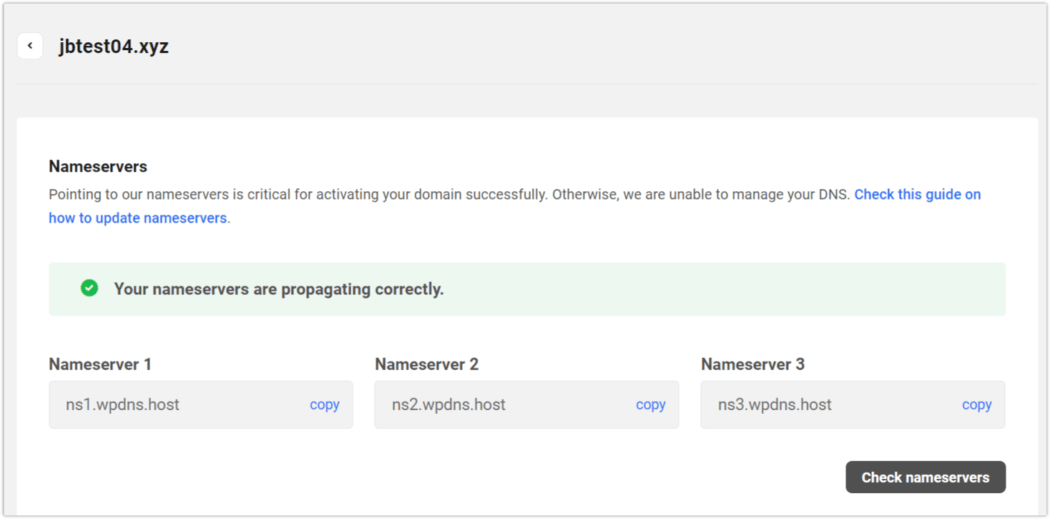 Überprüfen Sie DNS - Nameserver, die sich korrekt verbreiten (wpmudev)
