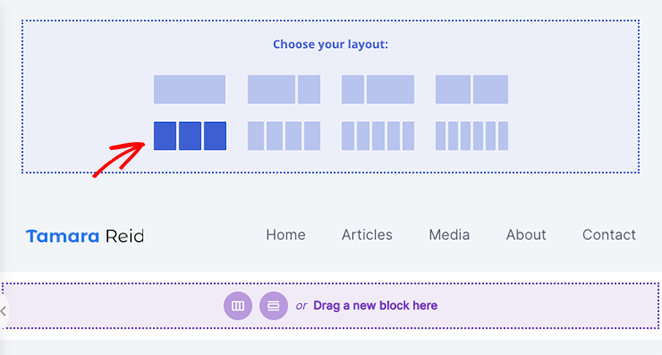 escolhalayout - SeedProd Choose a 3 column row layout