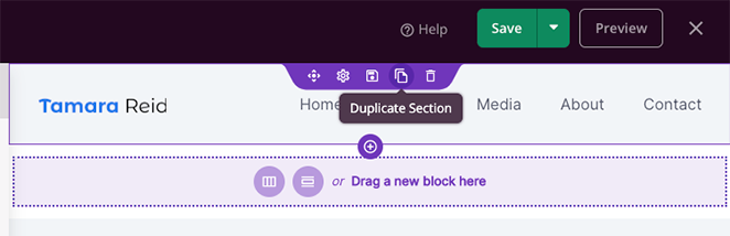 seção duplicada - SeedProd Duplicate header section