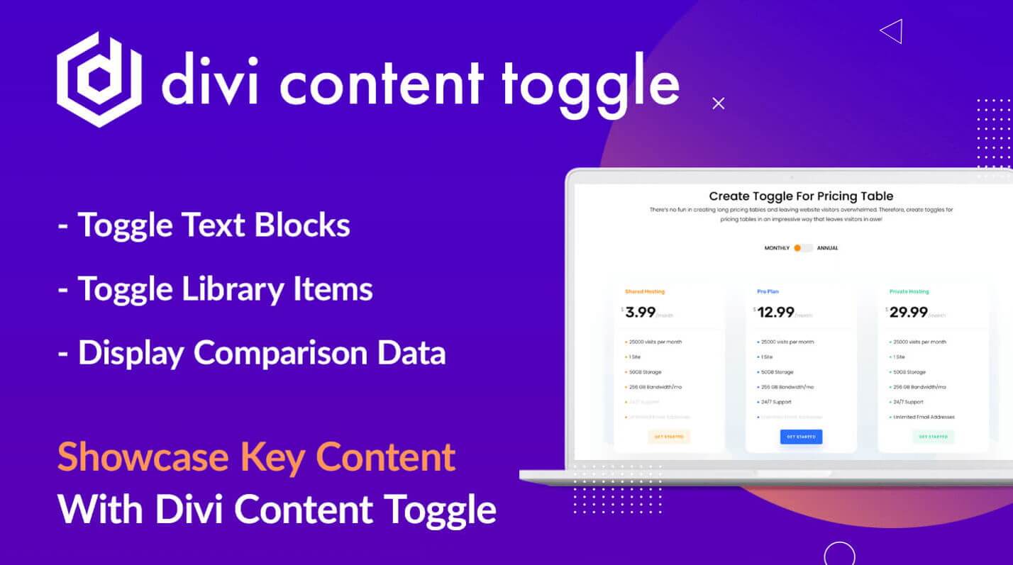 Divi 콘텐츠 토글