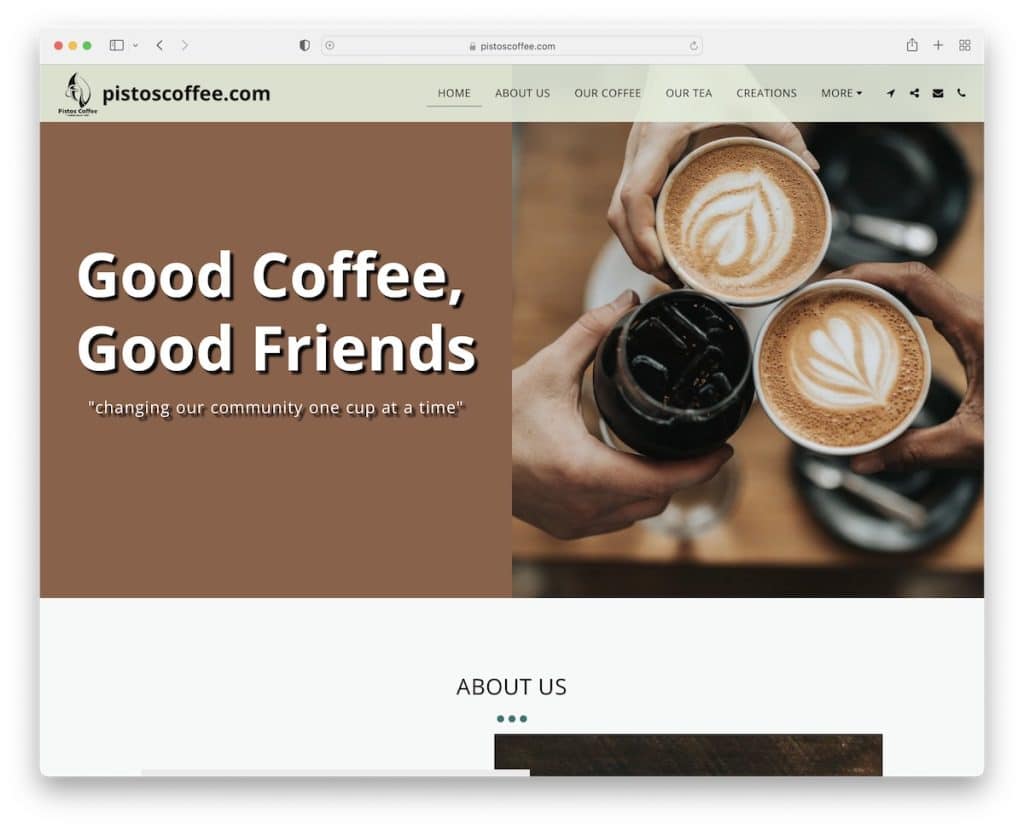 sitio web de café pitos site123