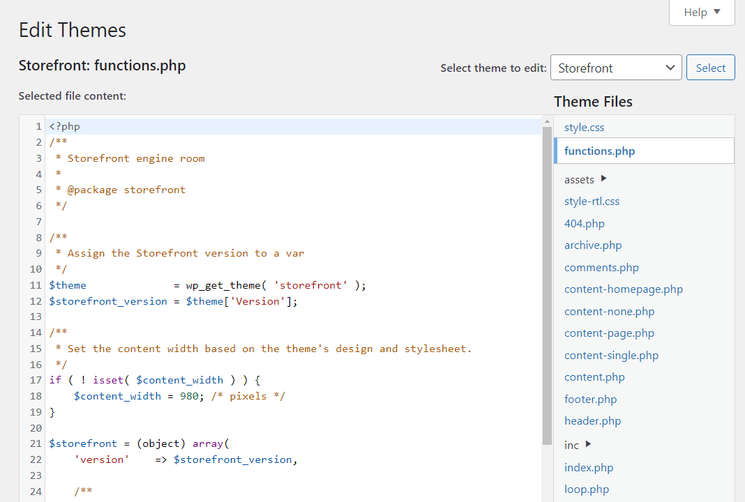 WordPress'in Temaları Düzenle alanı