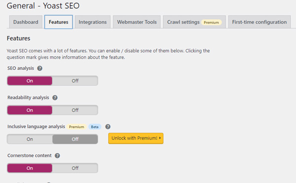 Fonctionnalités Yoast SEO