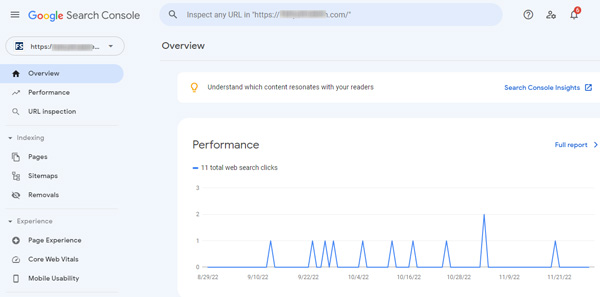 Console di ricerca di Google