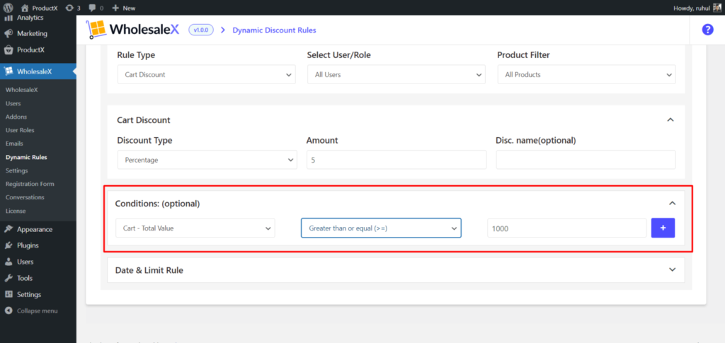 كيفية تقديم خصومات بالجملة مع WholesaleX 21 WholesaleX Cart Discount Optional Conditions