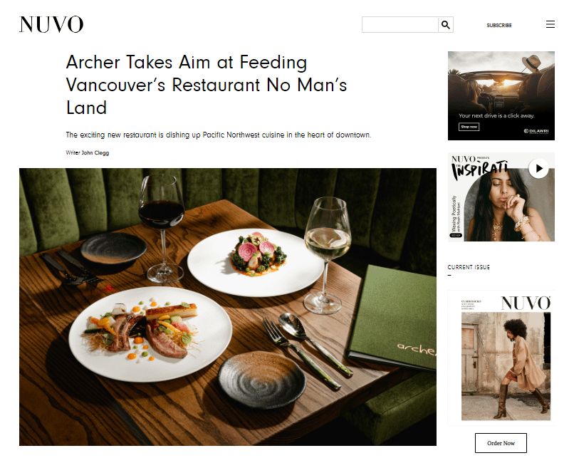 A Nuvo Magazine é um dos melhores exemplos de sites minimalistas para quem pretende lançar uma revista online.