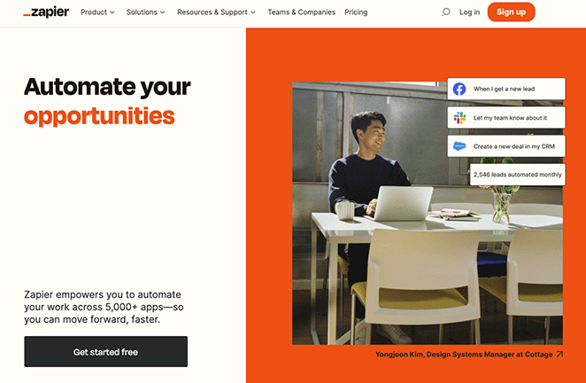 ซาเปียร์ - SeedProd Zapier AWeber integrations homepage