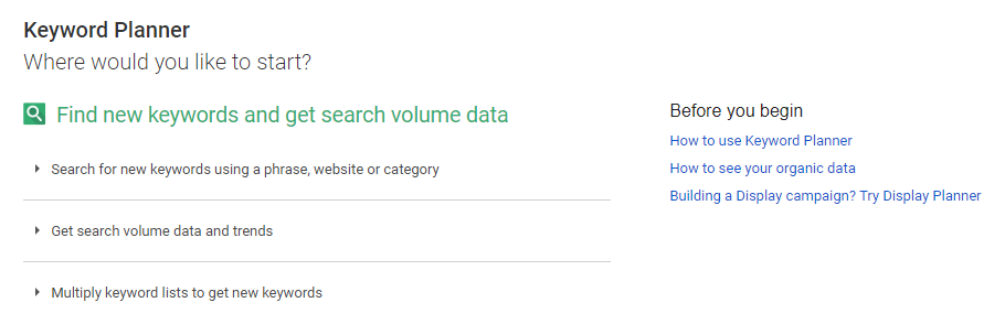 Le planificateur de mots clés de Google.