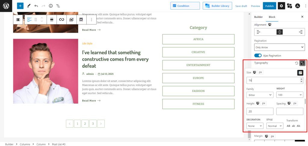 Jak dodać numeryczną paginację WordPress 12 WordPress Numeric Pagination Typography Settings