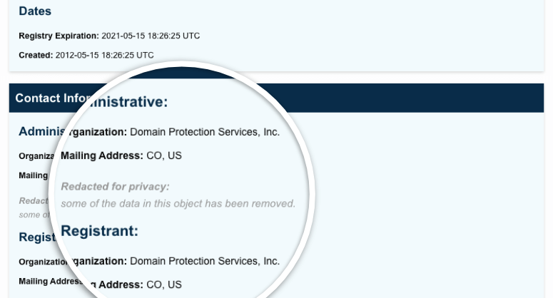 도메인 프라이버시 예제 - IsItWP - 무료 WordPress Theme Detector domain privacy example