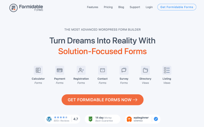 Formidable Forms Complemento de formulario de contacto de WordPress