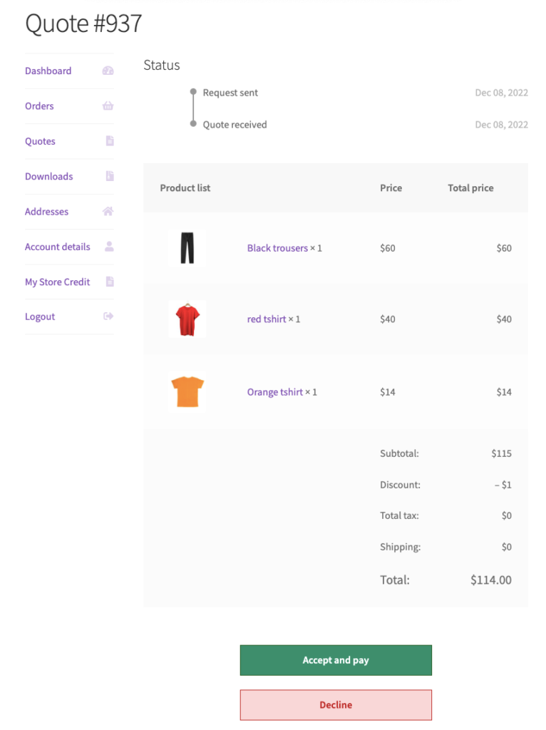 接受或拒絕 WooCommerce 報價請求