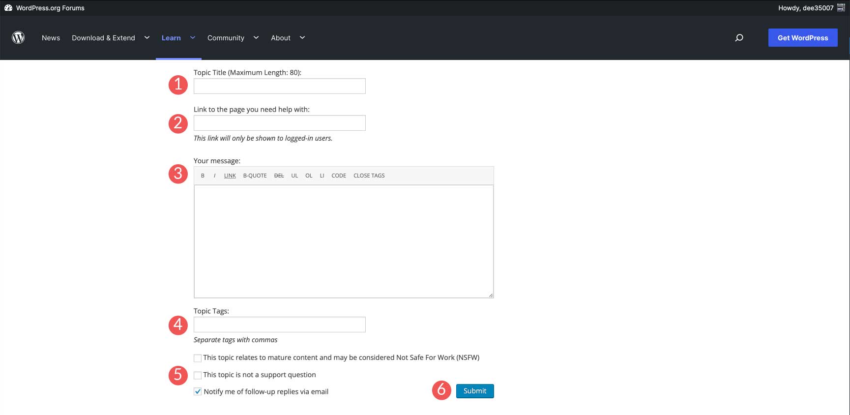 complete el tema del foro WordPress beta