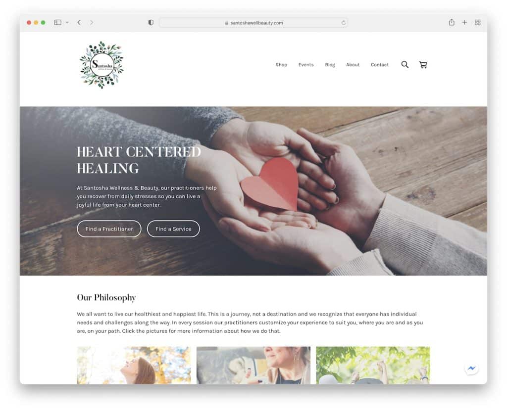 site de spa de bem-estar e beleza santosha