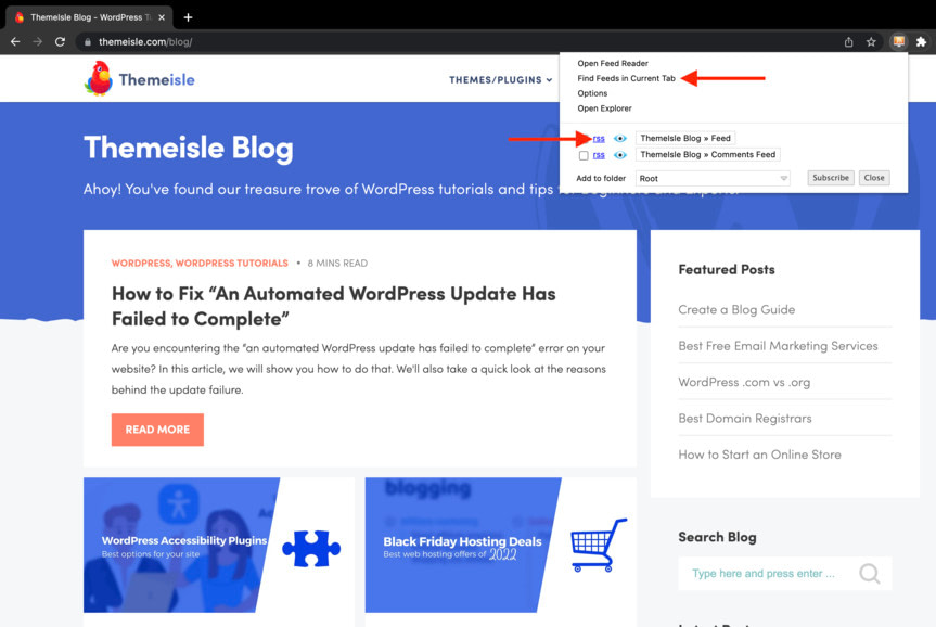 URL RSS du flux