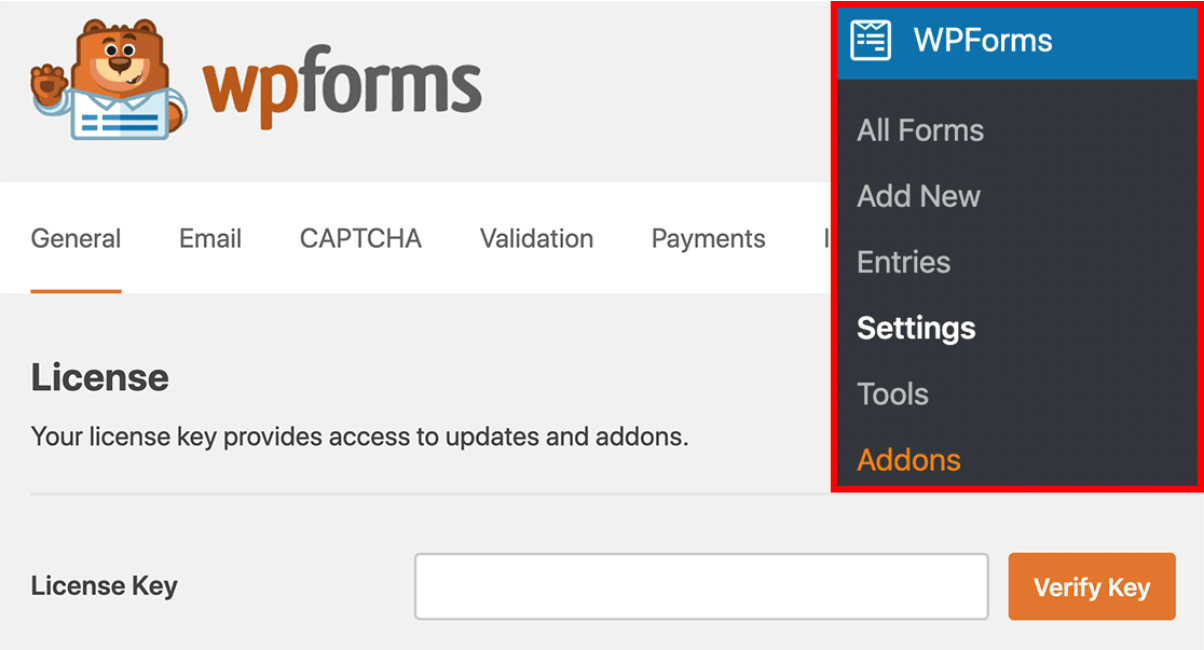 Dodaj klucz licencyjny WPForms