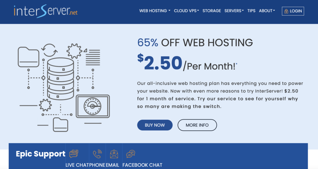 InterServer 웹 호스트 홈페이지