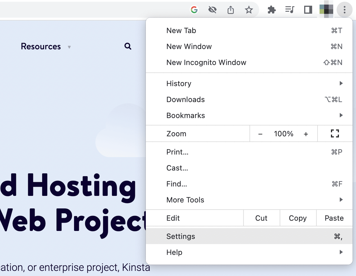 เปิดการตั้งค่า Chrome ของคุณ