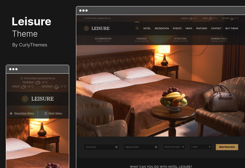 ธีมสันทนาการ - ธีม WordPress ของโรงแรม