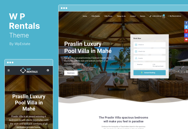 ธีมการเช่า WP - ธีมการจองที่พัก WordPress