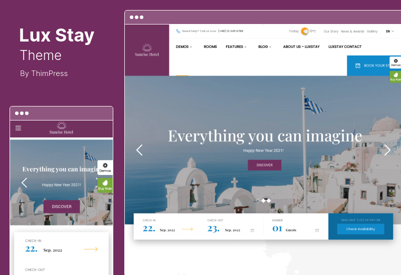 LuxStay Theme - ธีมโรงแรม & BnB WordPress