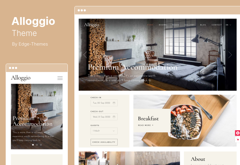 Alloggio Theme - ธีมการจองโรงแรม WordPress
