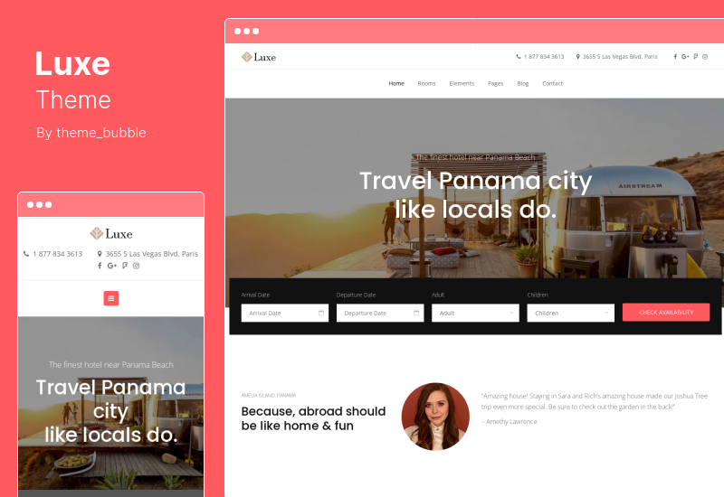 ธีม Luxe - ธีม WordPress ของโรงแรม