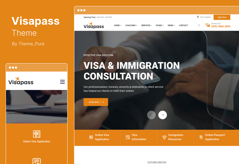 Motyw Visapass - Doradztwo imigracyjne Motyw WordPress