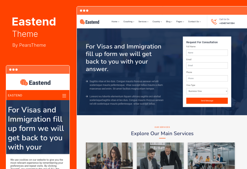 Motyw Eastend - Motyw WordPress dotyczący doradztwa wizowego imigracyjnego