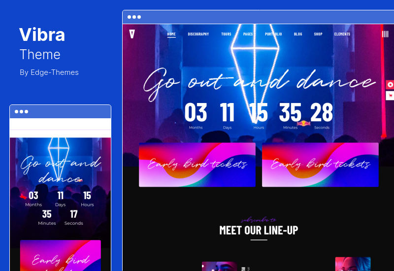 Thème Vibra - Thème musical pour DJ, artistes et festivals Thème WordPress