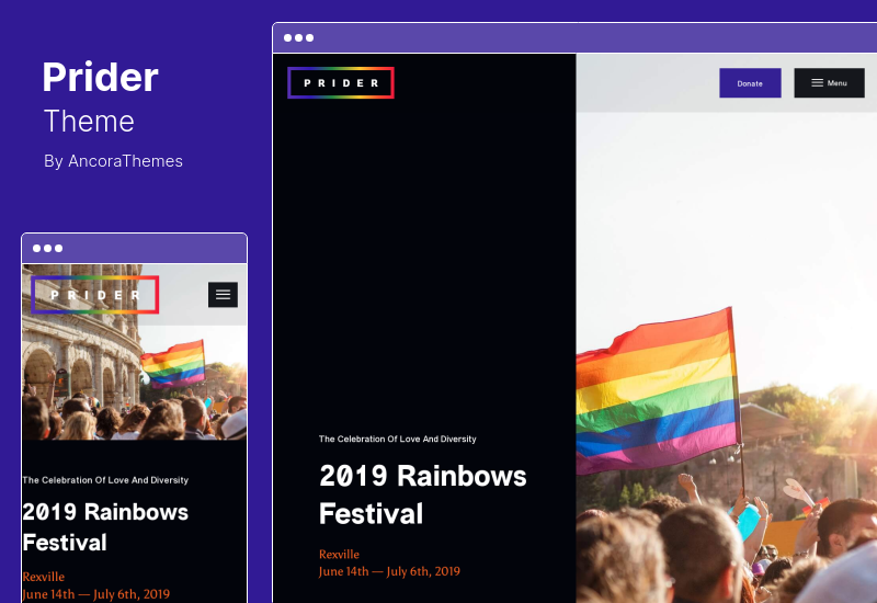 Thème Prider - Thème WordPress pour le festival des droits des LGBT et des homosexuels