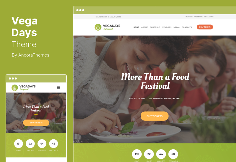 Thème VegaDays - Thème WordPress du festival de la cuisine végétarienne et de l'événement écologique