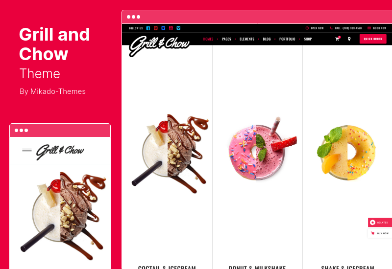 Grill and Chow Theme - ファーストフードとピザの WordPress テーマ